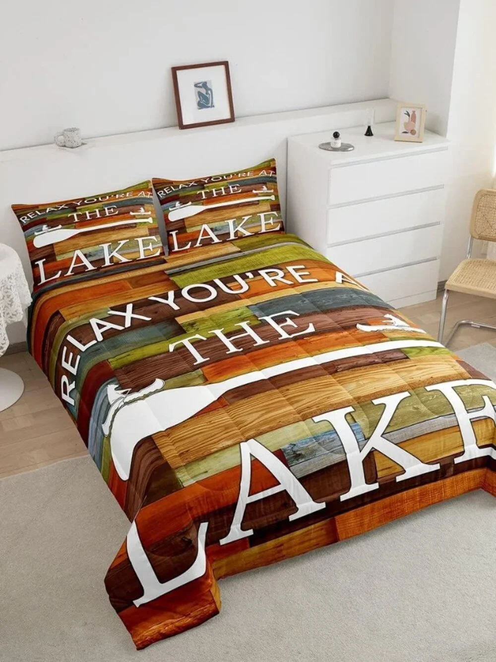 Lake House Comforter Set Queen Size Rustic Farmhouse Bedding Set for Kids Boys G